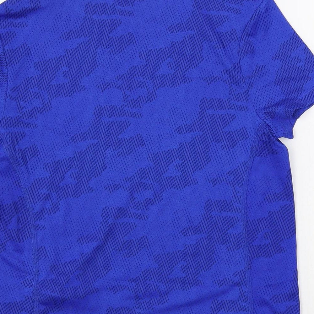 GOODMOVE Boys Blue Camouflage Polyester Pullover T-Shirt Size 7-8 Years Crew Neck Pullover