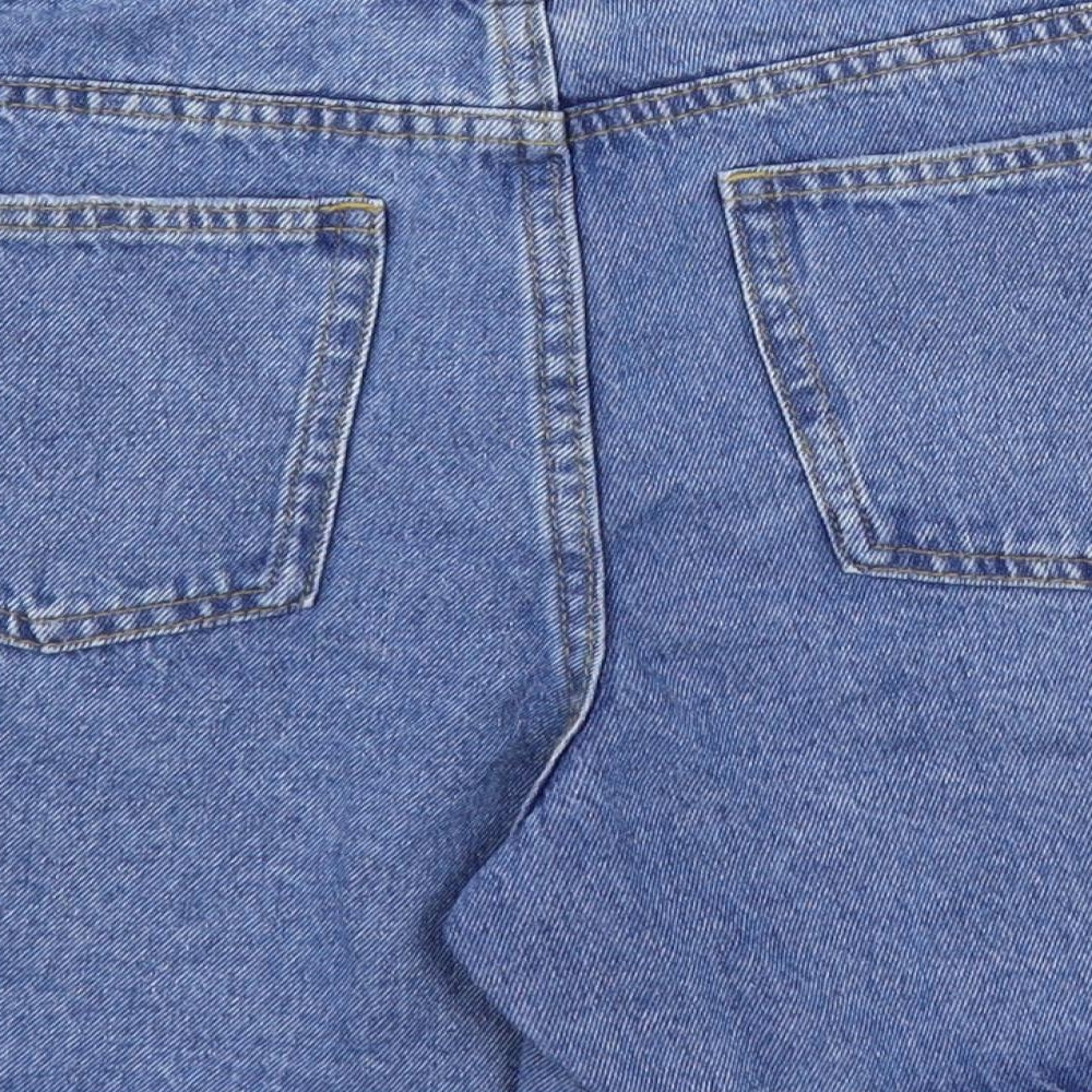 Marks and Spencer Girls Blue Cotton Mom Shorts Size 11-12 Years Regular Zip - Adjustable Waist