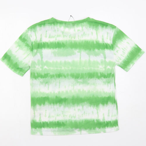 Marks and Spencer Womens Green Polyester Basic T-Shirt Size 6 Crew Neck - Tie-Dye