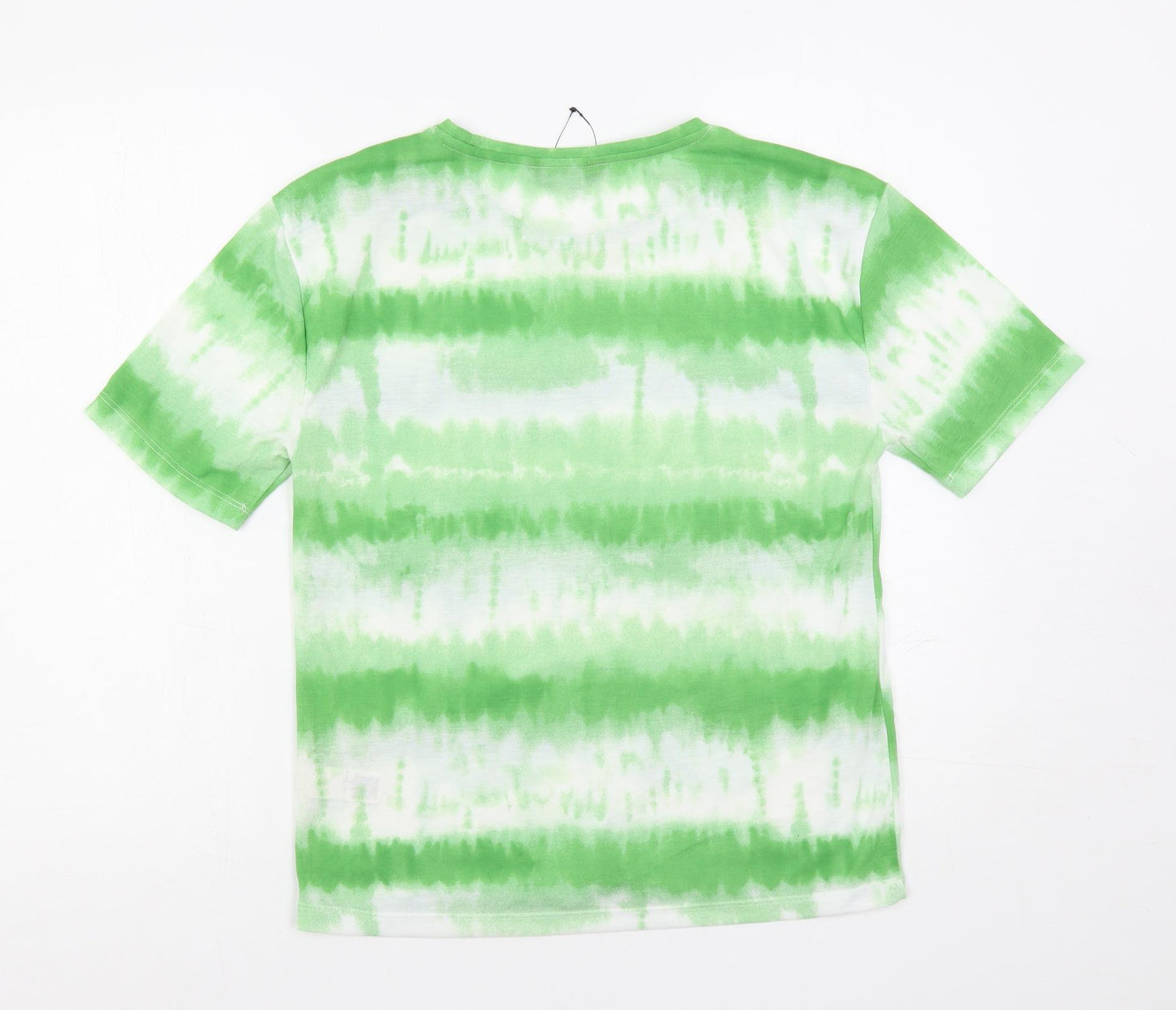 Marks and Spencer Womens Green Polyester Basic T-Shirt Size 6 Crew Neck - Tie-Dye