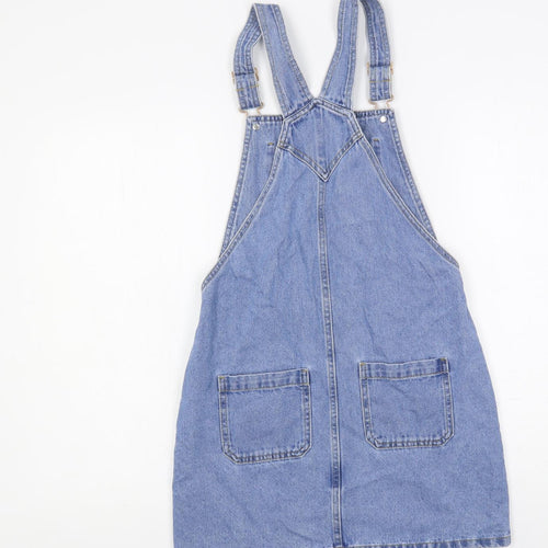 Marks and Spencer Girls Blue Cotton Pinafore/Dungaree Dress Size 12-13 Years Square Neck Button - Harry Potter