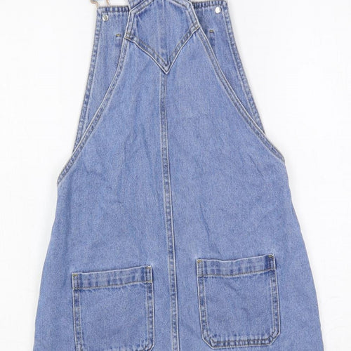 Marks and Spencer Girls Blue Cotton Pinafore/Dungaree Dress Size 12-13 Years Square Neck Button - Harry Potter