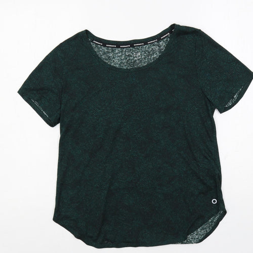 GOODMOVE Womens Green Geometric Polyester Pullover T-Shirt Size 10 Boat Neck Pullover