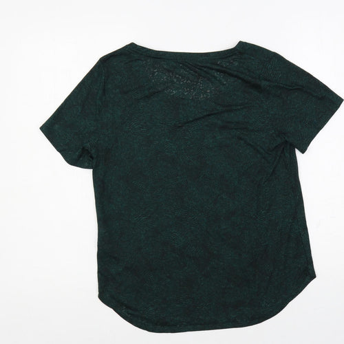 GOODMOVE Womens Green Geometric Polyester Pullover T-Shirt Size 10 Boat Neck Pullover