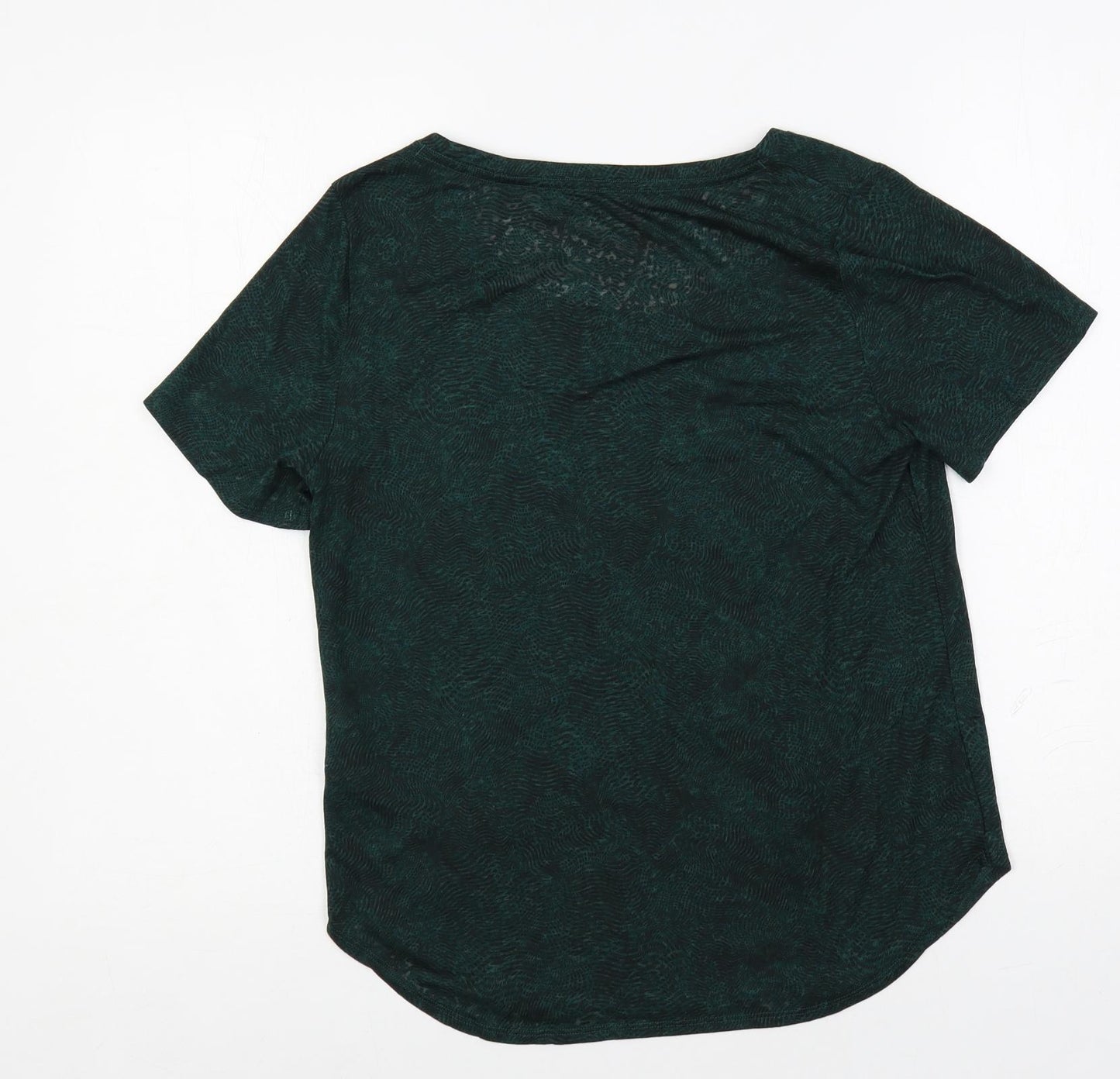GOODMOVE Womens Green Geometric Polyester Pullover T-Shirt Size 10 Boat Neck Pullover