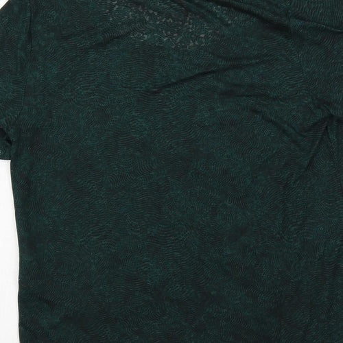 GOODMOVE Womens Green Geometric Polyester Pullover T-Shirt Size 10 Boat Neck Pullover