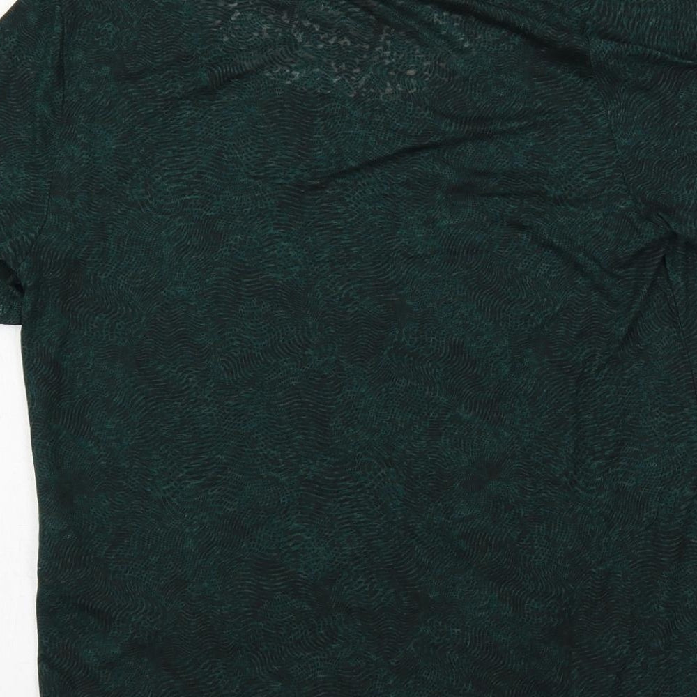 GOODMOVE Womens Green Geometric Polyester Pullover T-Shirt Size 10 Boat Neck Pullover