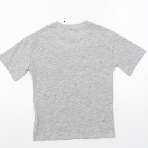 Marks and Spencer Girls Grey Cotton Pullover T-Shirt Size 7-8 Years Crew Neck Pullover - Stranger Things