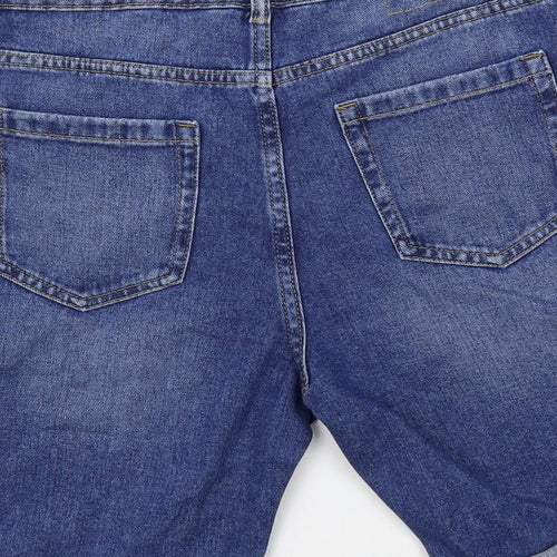Marks and Spencer Boys Blue Cotton Chino Shorts Size 13-14 Years Regular Zip - Adjustable Waist