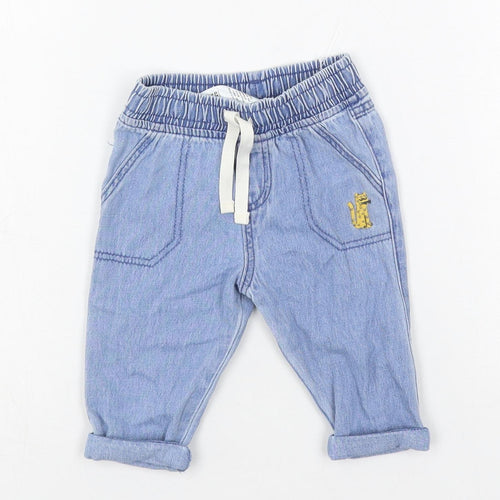 Marks and Spencer Baby Blue Cotton Jogger Jeans Size 3-6 Months Drawstring - Elastic Waist