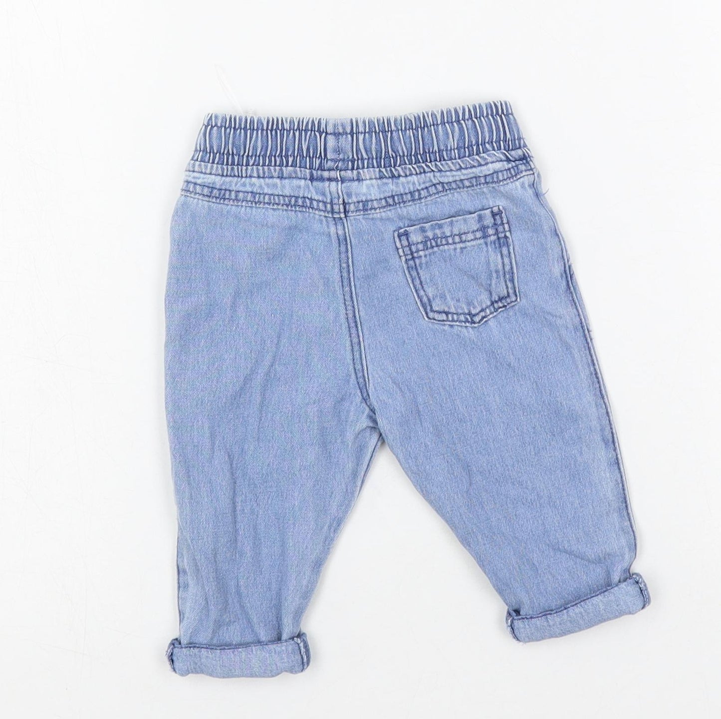 Marks and Spencer Baby Blue Cotton Jogger Jeans Size 3-6 Months Drawstring - Elastic Waist