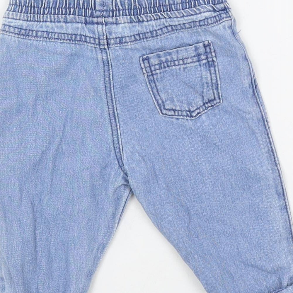 Marks and Spencer Baby Blue Cotton Jogger Jeans Size 3-6 Months Drawstring - Elastic Waist