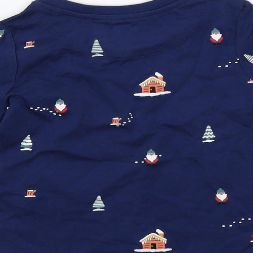 Marks and Spencer Baby Blue Geometric Cotton Pullover T-Shirt Size 12-18 Months Crew Neck Pullover - Christmas