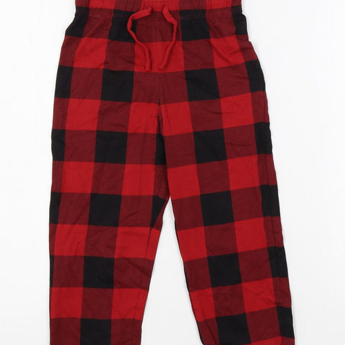 Marks and Spencer Girls Red Plaid Cotton Top Pyjama Pants Size 3-4 Years Drawstring