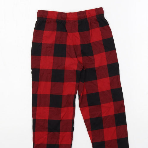 Marks and Spencer Girls Red Plaid Cotton Top Pyjama Pants Size 3-4 Years Drawstring