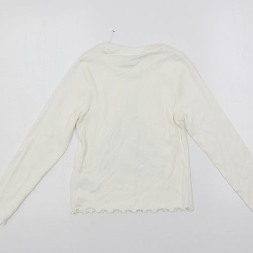 Marks and Spencer Girls White Solid Cotton Top Pyjama Top Size 9-10 Years Pullover - Christmas Dogs