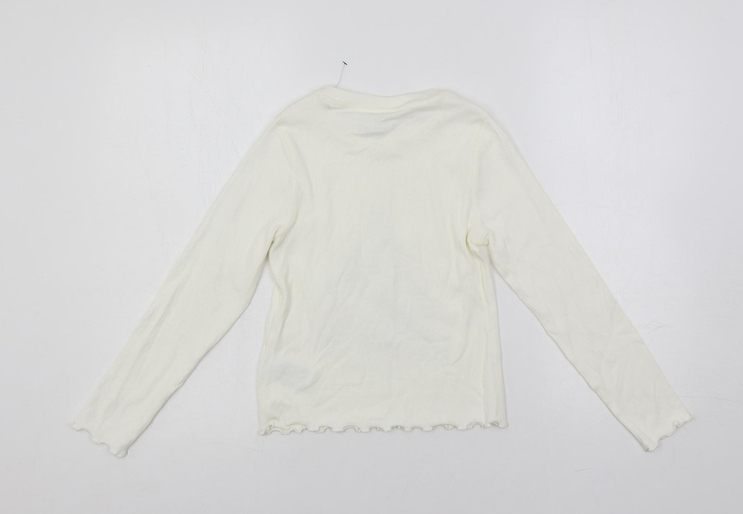 Marks and Spencer Girls White Solid Cotton Top Pyjama Top Size 9-10 Years Pullover - Christmas Dogs