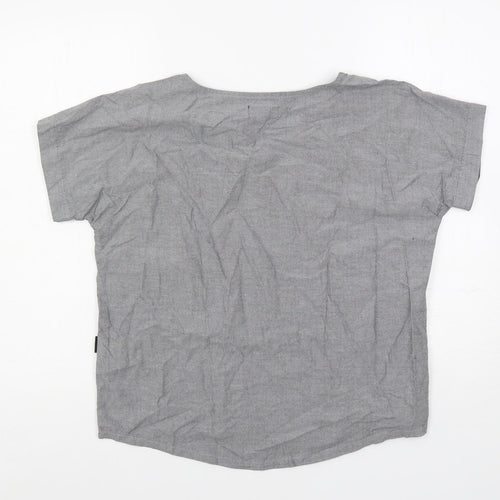 Sport b. Womens Grey Cotton Basic T-Shirt Size 14 Boat Neck