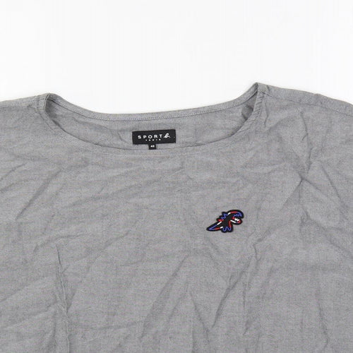 Sport b. Womens Grey Cotton Basic T-Shirt Size 14 Boat Neck