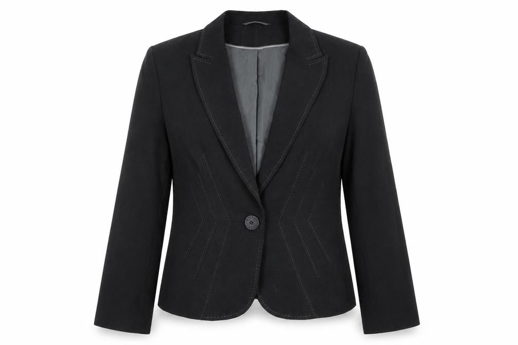 Front view of Marks & Spencer women’s grey jacket blazer, size UK 12, button