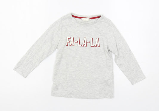 Marks and Spencer Girls Grey Solid Cotton Top Pyjama Top Size 3-4 Years Pullover