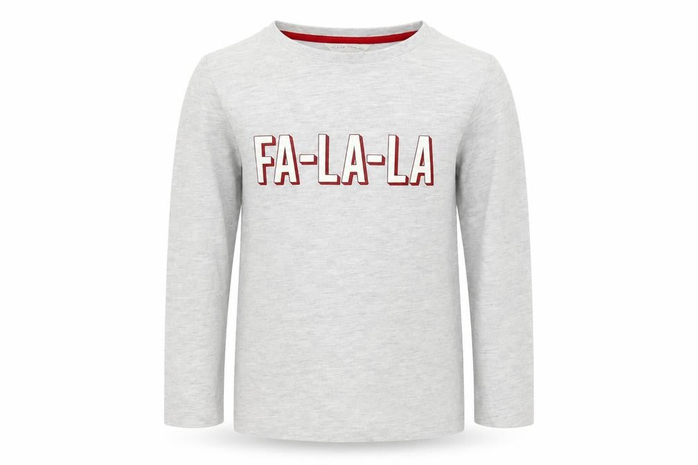 Front view of Marks & Spencer girls’ grey solid cotton top pyjama top, size 3-4, years pullover