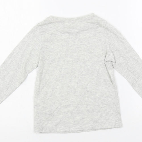 Marks and Spencer Girls Grey Solid Cotton Top Pyjama Top Size 3-4 Years Pullover