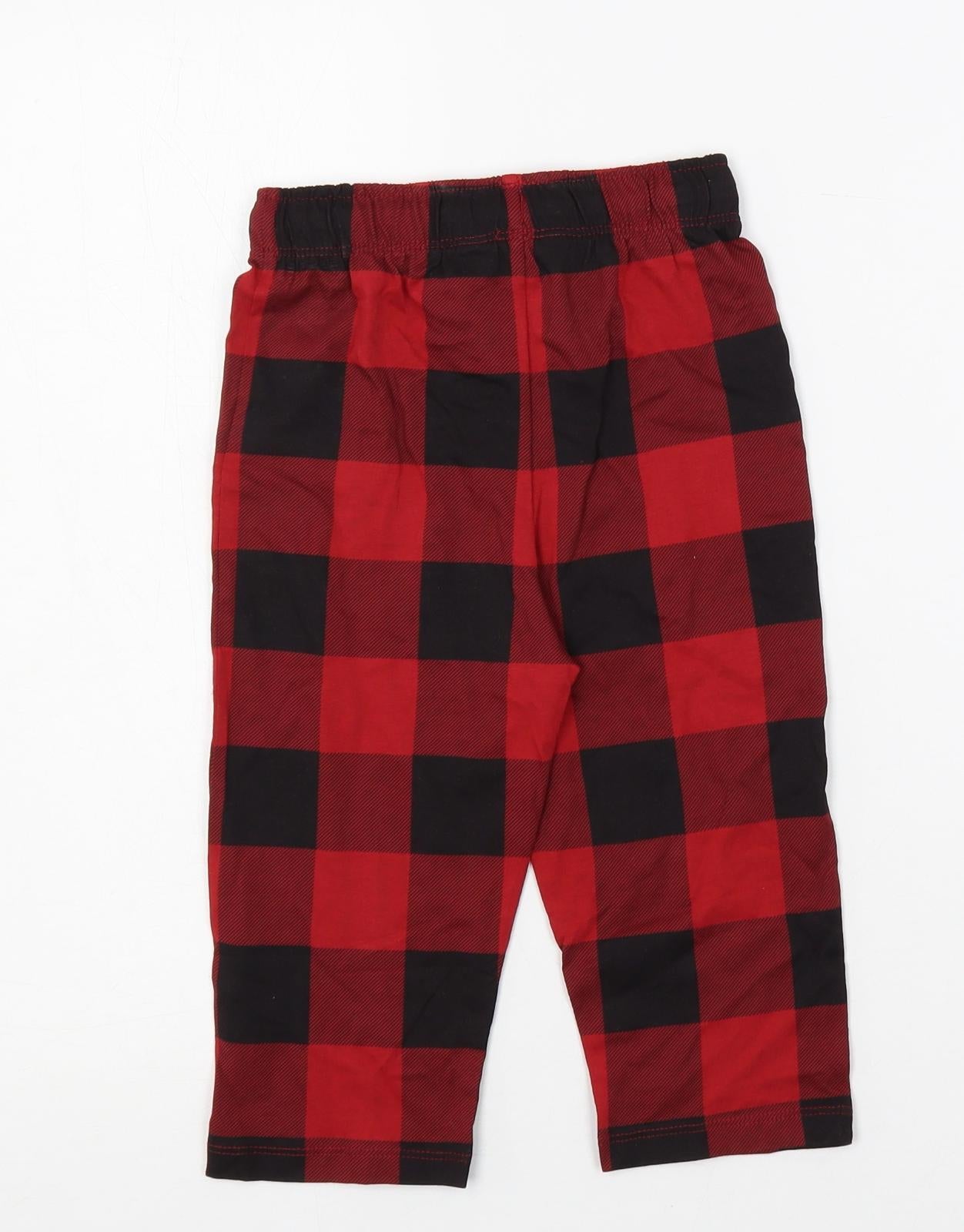 Marks and Spencer Baby Red Plaid Cotton Cami Pyjama Pants Size 18-24 Months Drawstring