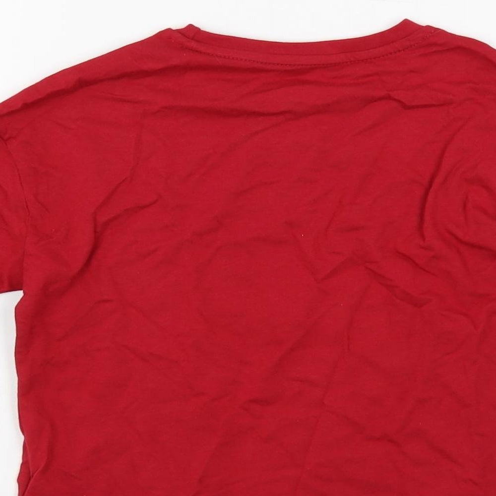 Marks and Spencer Girls Red Solid Cotton Top Pyjama Top Size 6-7 Years Pullover - Christmas