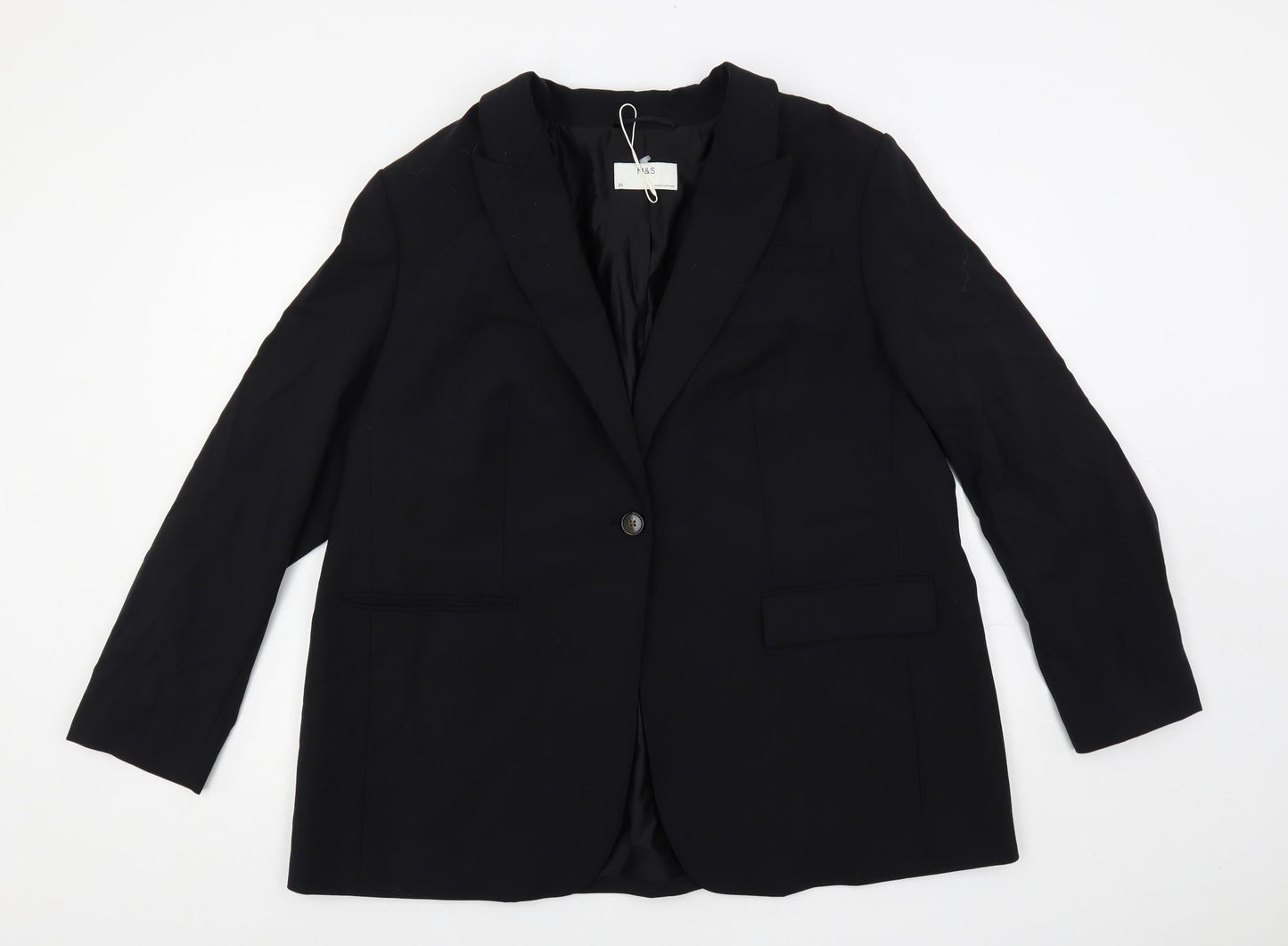 Marks and Spencer Womens Black Jacket Blazer Size 20 Button