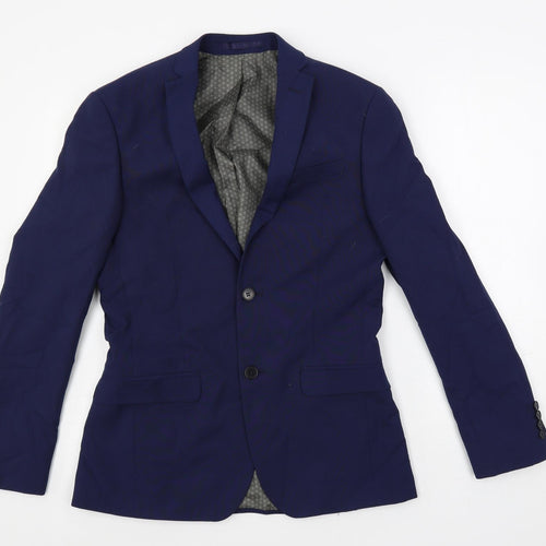 Limehaus Mens Blue Polyester Jacket Suit Jacket Size 36 Regular