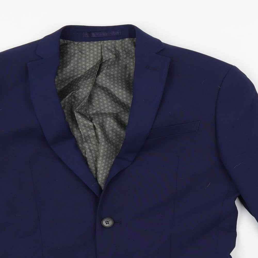 Limehaus Mens Blue Polyester Jacket Suit Jacket Size 36 Regular