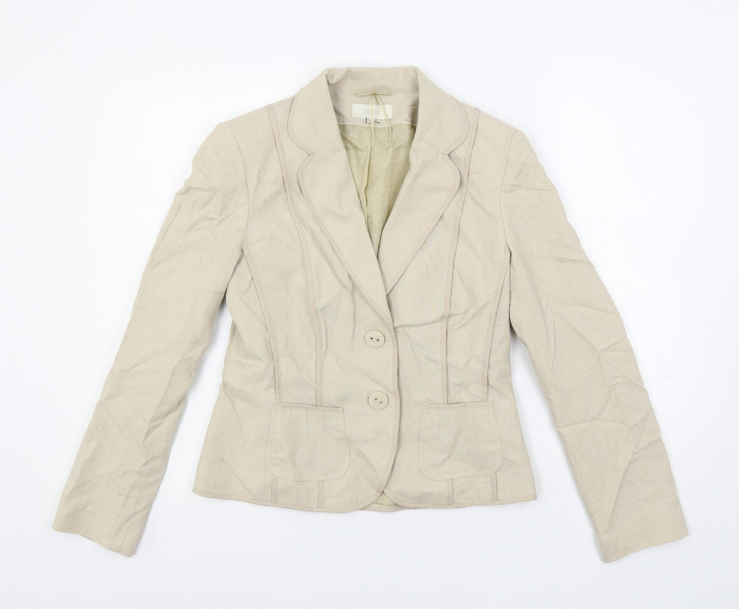 Marks and Spencer Womens Beige Jacket Blazer Size 10 Button