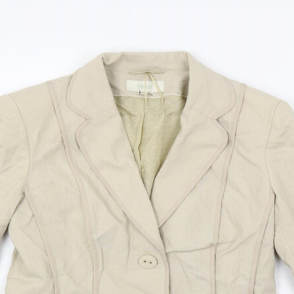 Marks and Spencer Womens Beige Jacket Blazer Size 10 Button
