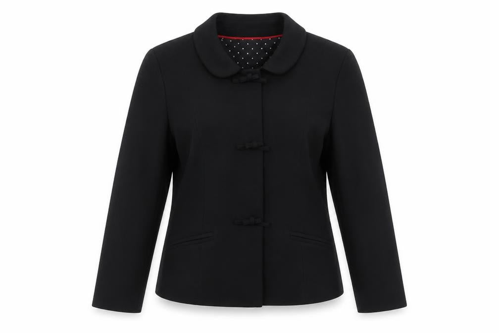 Front view of Marks & Spencer women’s black 3-in-1 jacket jacket, size UK 14, snap