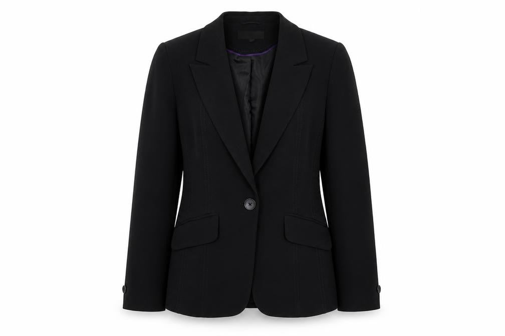 Front view of Next women’s black jacket blazer, size UK 10, button