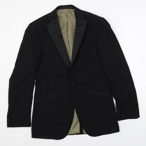 Marks and Spencer Mens Black Polyester Tuxedo Suit Jacket Size 36 Regular