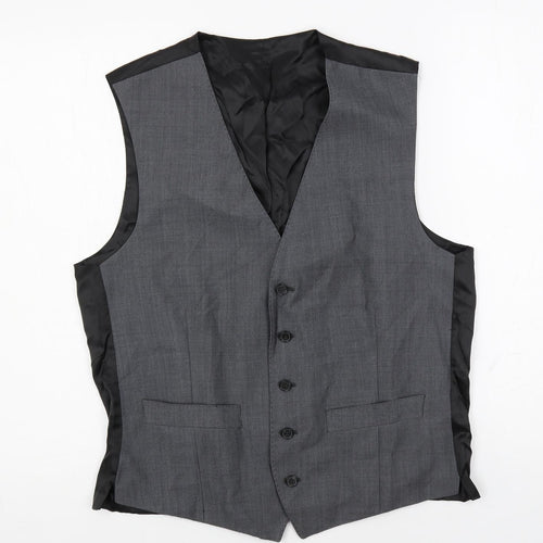 Racing Green Mens Grey Polyester Jacket Suit Waistcoat Size 40 Regular