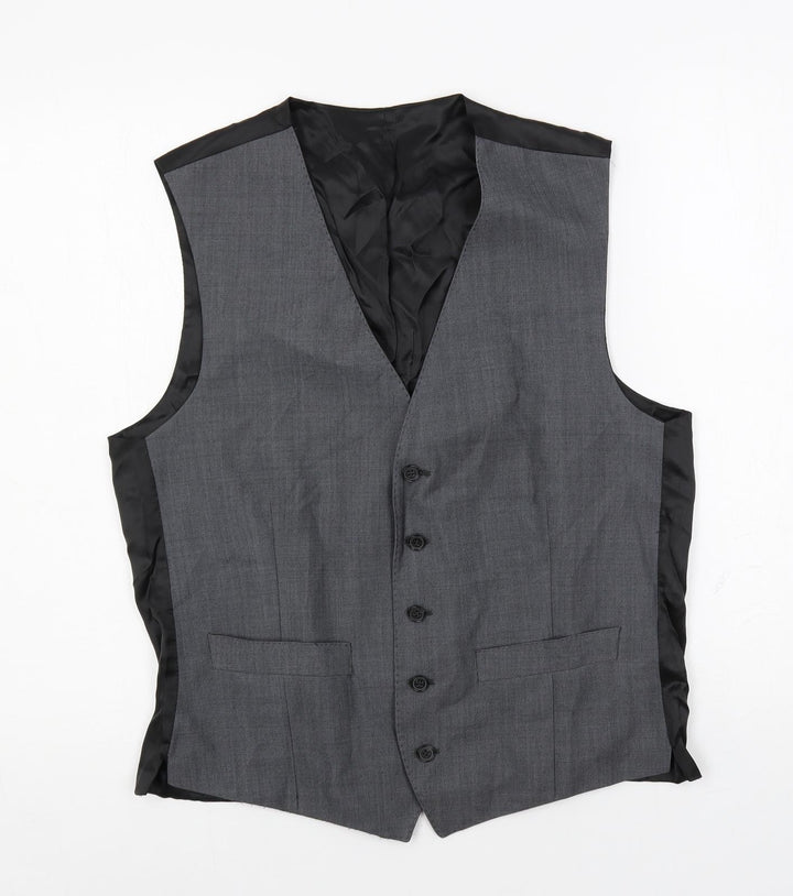 Racing Green Mens Grey Polyester Jacket Suit Waistcoat Size 40 Regular