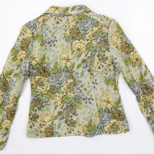 H&M Womens Green Floral Jacket Blazer Size 14 Button