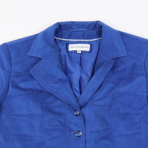 Gray & Osbourn Womens Blue Jacket Size 18 Button - Suede Effect