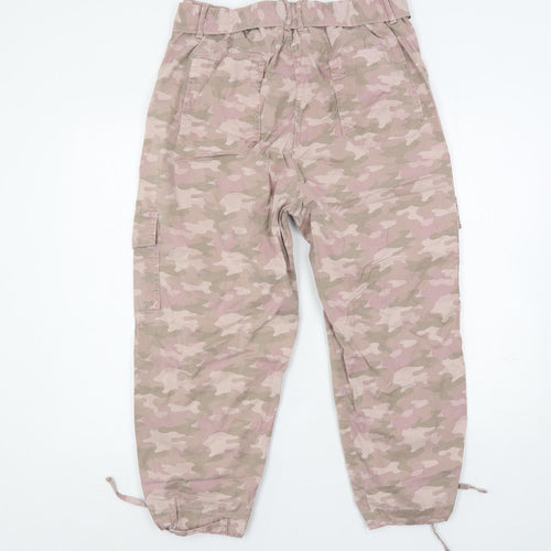Marks and Spencer Womens Pink Camouflage Lyocell Cargo Trousers Size 14 L25 in Regular Button - Belted