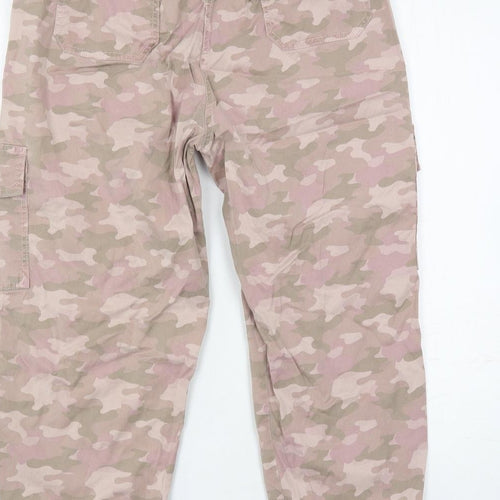 Marks and Spencer Womens Pink Camouflage Lyocell Cargo Trousers Size 14 L25 in Regular Button - Belted
