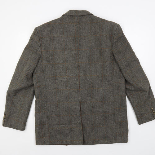 Hodges Mens Green Check Wool Jacket Blazer Size 42 Regular
