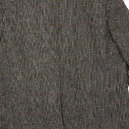 Hodges Mens Green Check Wool Jacket Blazer Size 42 Regular