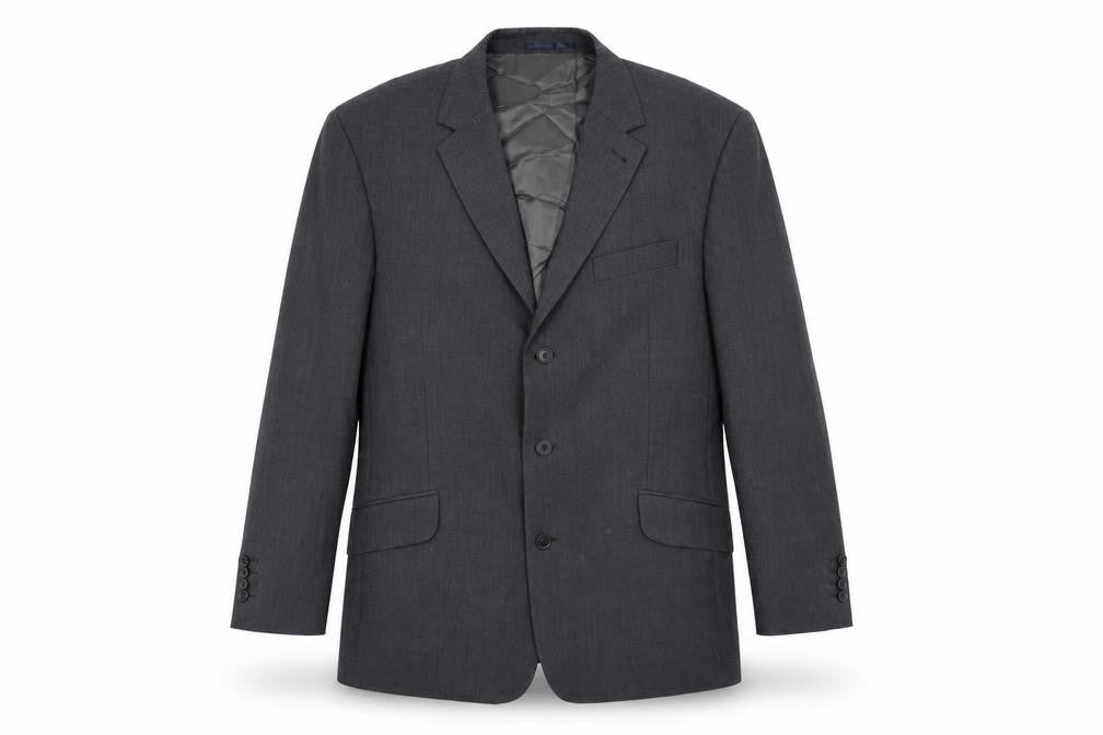 Front view of Next men’s grey wool jacket suit jacket, size 44, regular
