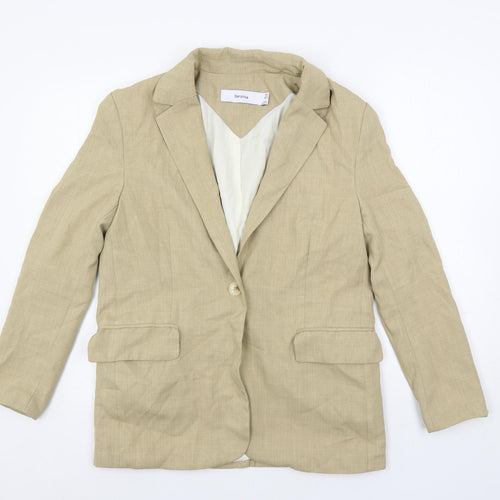 Bershka Womens Beige Jacket Blazer Size S Button