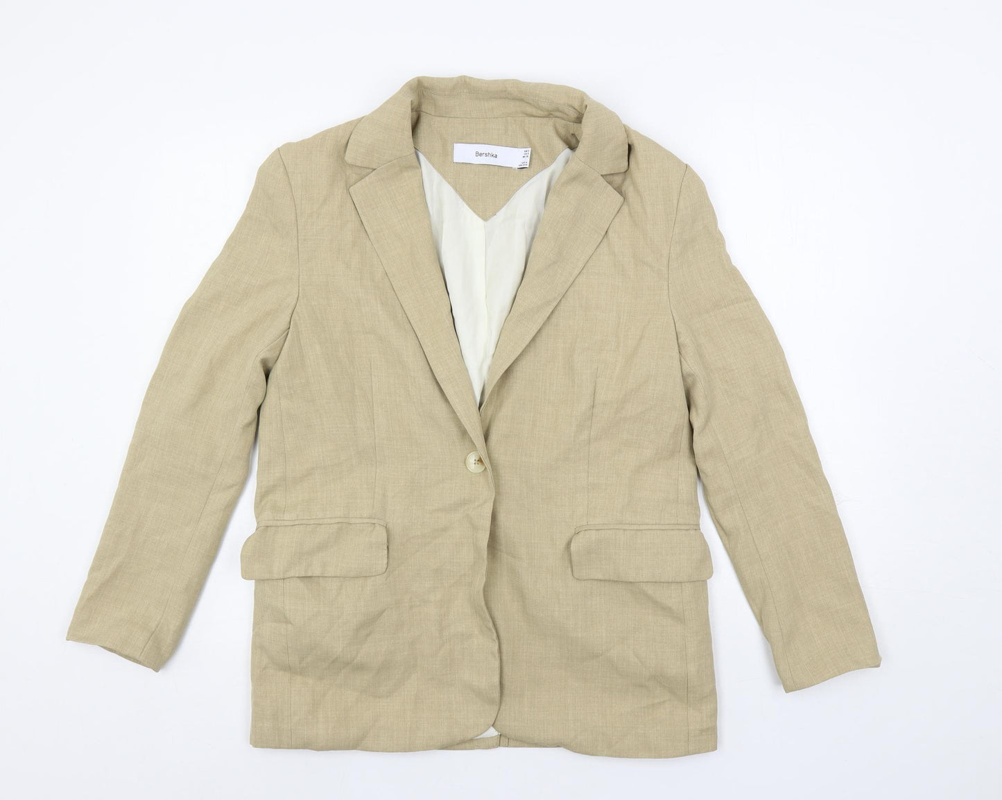 Bershka Womens Beige Jacket Blazer Size S Button