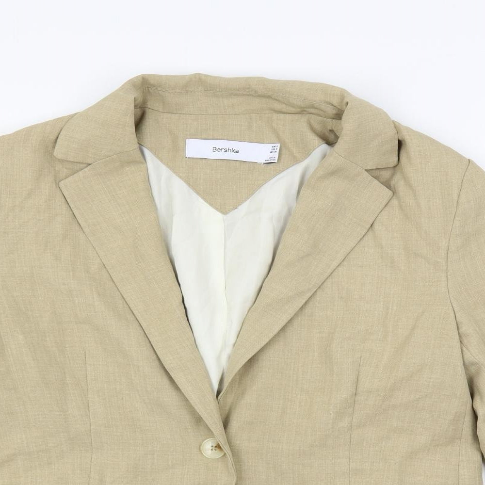 Bershka Womens Beige Jacket Blazer Size S Button