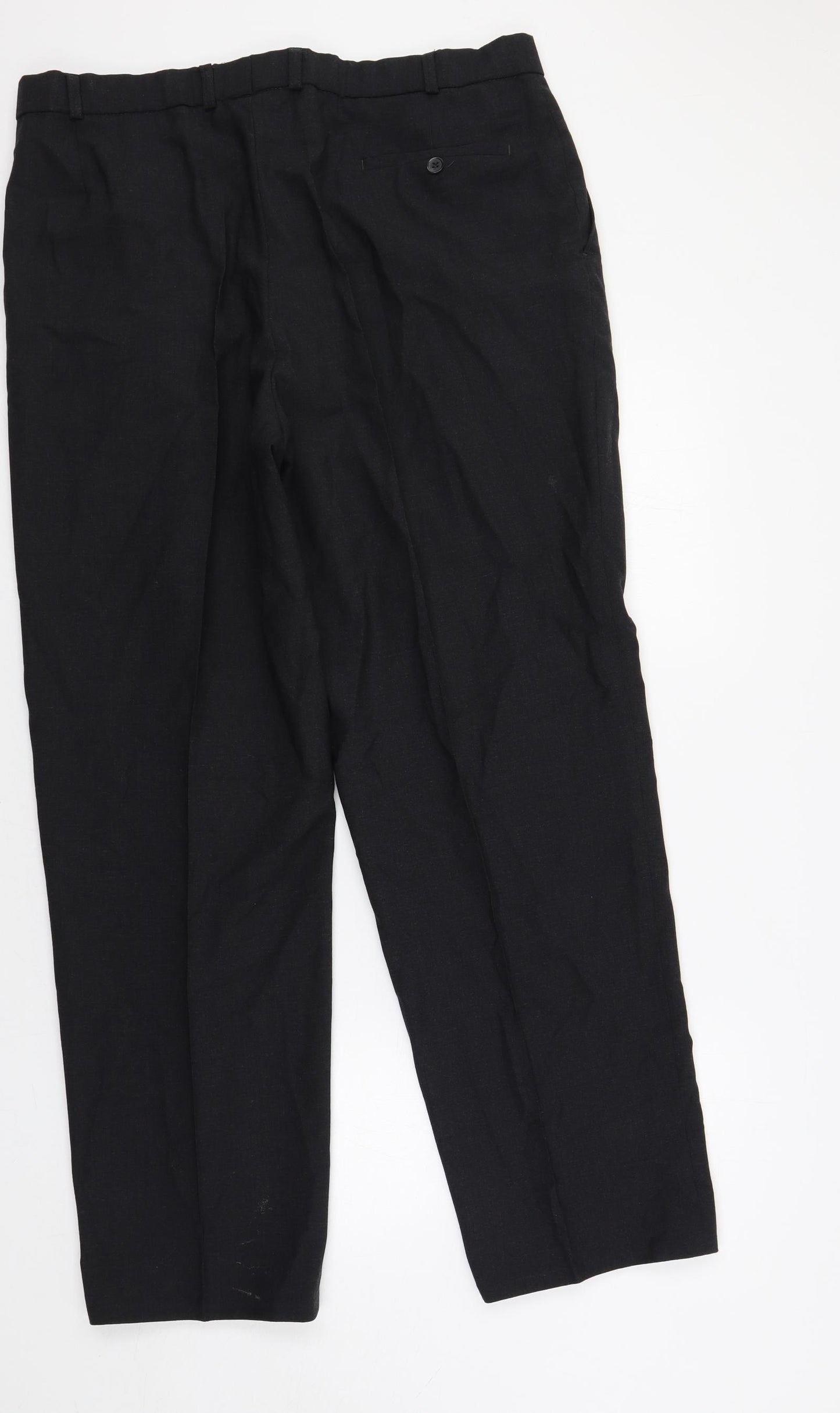 Marks and Spencer Mens Grey Wool Dress Pants Trousers Size 38 in L31 in Regular Zip